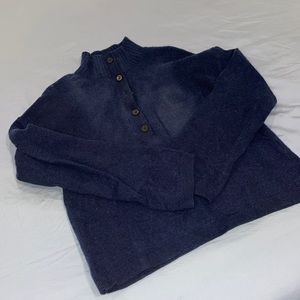 Everlane Navy Button-Neck Sweater
